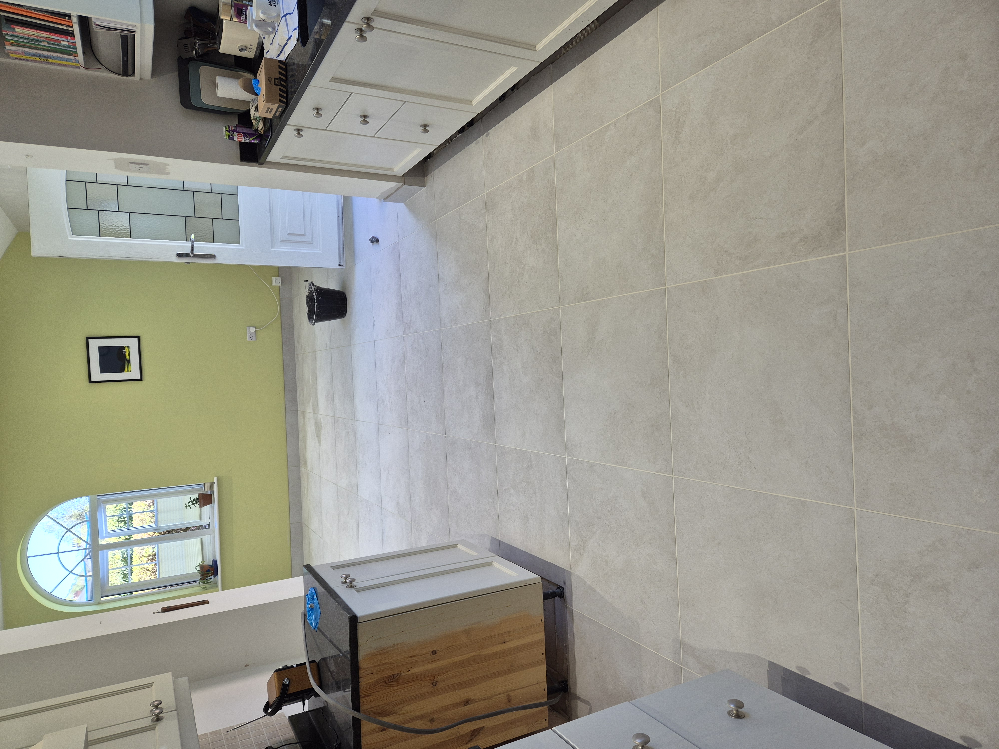 Self-levelling floor preparation across Frodsham kitchen floor